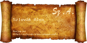 Szlovák Alex névjegykártya